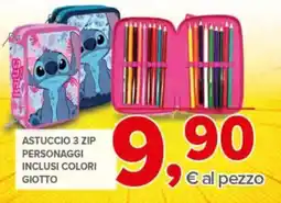 Todis Astuccio 3 zip personaggi inclusi colori GIOTTO offerta