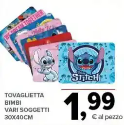 Todis Tovaglietta bimbi vari soggetti 30x40cm offerta