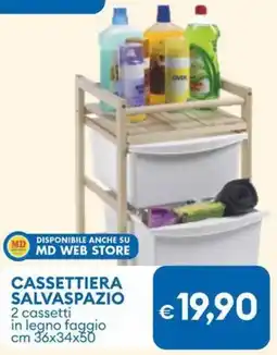 MD Discount Cassettiera salvaspazio 2 cassetti in legno faggio offerta