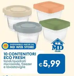 MD Discount 10 contenitori ECO FRESH tondi/quadrati microonde, freezer e lavastoviglie offerta