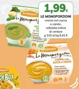 Basko Zerbinati le monoporzioni crema con zucca e carote, vellutata estiva di verdure offerta