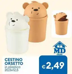 MD Discount Cestino orsetto in plastica offerta