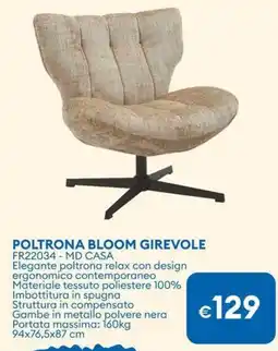 MD Discount Poltrona bloom girevole fr22034 - md casa offerta