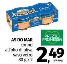 Pam AS DO MAR tonno all'olio di oliva vaso vetro offerta