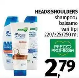 Pam HEAD&SHOULDERS shampoo/ balsamo vari tipi offerta