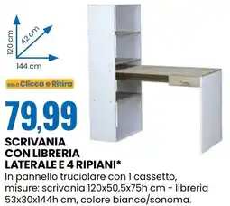 Eurospin Scrivania con libreria laterale e 4 ripiani offerta