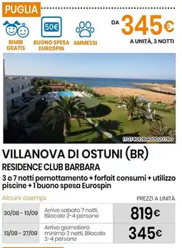 Eurospin Villanova di ostuni (BR) residence club barbara offerta