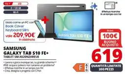 Comet SAMSUNG GALAXY TAB S10 FE+ TABLET SM-X620NZAREUE offerta
