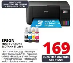 Comet EPSON MULTIFUNZIONE ECOTANK ET-2864 offerta