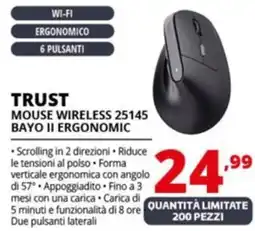 Comet TRUST MOUSE WIRELESS 25145 BAYO II ERGONOMIC offerta
