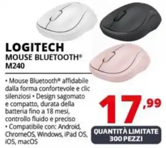 Comet LOGITECH MOUSE BLUETOOTH M240 offerta