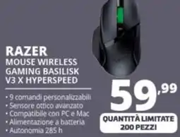 Comet RAZER MOUSE WIRELESS GAMING BASILISK V3 X HYPERSPEED offerta