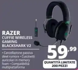 Comet RAZER CUFFIE WIRELESS GAMING BLACKSHARK V2 offerta