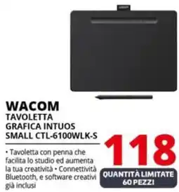 Comet WACOM TAVOLETTA GRAFICA INTUOS SMALL CTL-6100WLK-S offerta