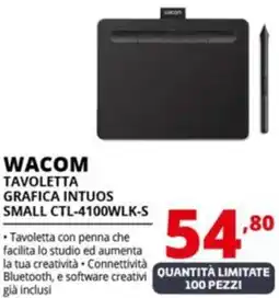 Comet WACOM TAVOLETTA GRAFICA INTUOS SMALL CTL-4100WLK-S offerta