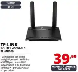 Comet TP-LINK ROUTER 4G WI-FI S TL-MR100 offerta