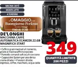 Comet De'longhi macchina caffè automatica ecam220.22.GB magnifica start offerta