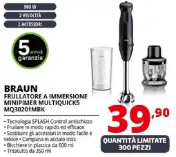 Comet BRAUN FRULLATORE A IMMERSIONE MINIPIMER MULTIQUICKS MQ30201MBK offerta