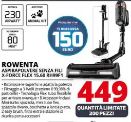 Comet ROWENTA ASPIRAPOLVERE SENZA FILI X-FORCE FLEX 15.60 RH99F1 offerta