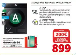 Comet Samsung Asciugatrice BESPOKE AI" DV90DB7845GB offerta