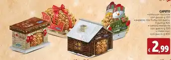 Deco Supermercati Slitta con nocciole con guscio/ pupazzo mix frutta con guscio 3 gusti/ camino mandorle con guscio/ chalet noci con guscio offerta