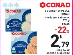 Spazio Conad 2 burger di pesce CONAD offerta