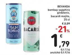 Spazio Conad Bevanda bombay sapphire gin&tonic, bacardi mojito offerta