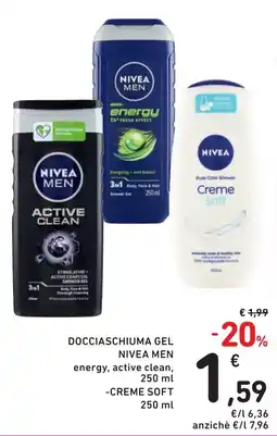 Spazio Conad Docciaschiuma gel nivea men -creme soft offerta