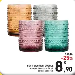 Spazio Conad Set 4 bicchieri bubble offerta