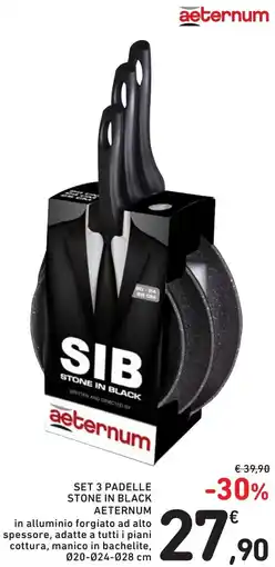 Spazio Conad Set 3 padelle stone in black AETERNUM offerta