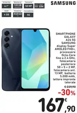 Spazio Conad SMARTPHONE GALAXY A26 5G SAMSUNG offerta