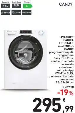 Spazio Conad LAVATRICE CARICA FRONTALE 496TMB6-S CANDY offerta