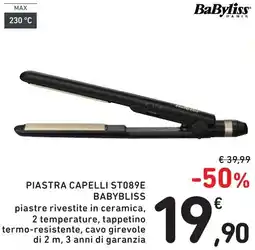 Spazio Conad PIASTRA CAPELLI ST089E BABYBLISS offerta