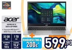 Unieuro acer ASPIRE GO 15 (AG15-42P-R9Q9) offerta