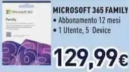 Unieuro Microsoft 365 family offerta