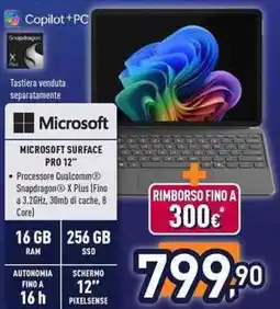 Unieuro MICROSOFT SURFACE PRO 12" offerta