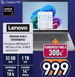 Unieuro Lenovo IDEAPAD SLIM 5 (83HX006FIX) offerta