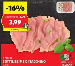 ALDI Il podere sottilissime di tacchino offerta
