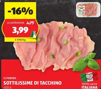 ALDI Il podere sottilissime di tacchino offerta