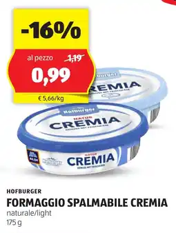 ALDI Hofburger formaggio spalmabile cremia offerta