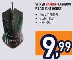Unieuro WIRED GAMING RAINBOW BACKLIGHT MOUSE offerta