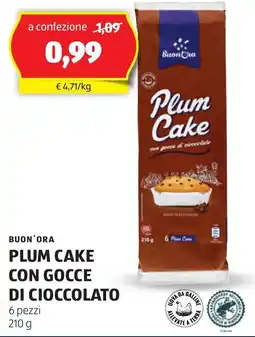 ALDI Buon'ora plum cake con gocce di cioccolato 6 pezzi offerta
