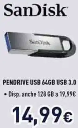 Unieuro PENDRIVE USB 64GB USB 3.0 offerta