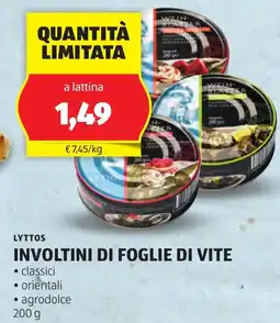 ALDI Lyttos involtini di foglie di vite offerta