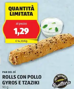 ALDI Pan del dì rolls con pollo gyros e tzaziki offerta