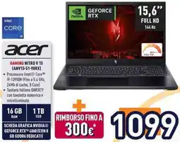 Unieuro acer GAMING NITROV 15 (ANV15-51-98RX) offerta