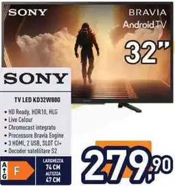 Unieuro SONY TV LED KD32W800 offerta