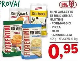 Todis Mini gallette di riso senza glutine formaggio pizza olio arrabbiata offerta