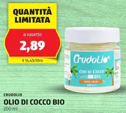ALDI CRUDOLIO olio di cocco bio offerta