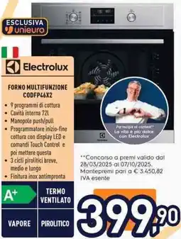 Unieuro Electrolux FORNO MULTIFUNZIONE CODFP46X2 offerta